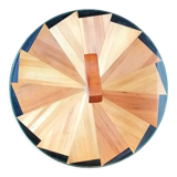 Cheese platter wood marquetry straw 70s