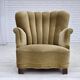 Fauteuil danois des années 1960, velours vert, bois de chêne.