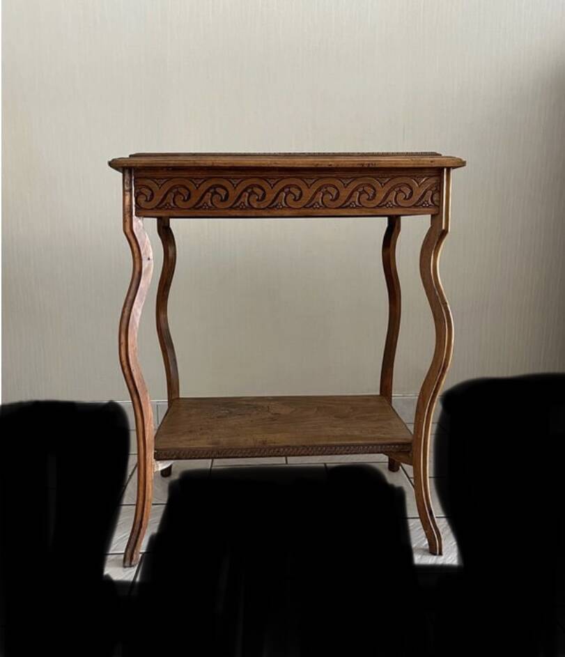 Art Deco wooden and marble side table