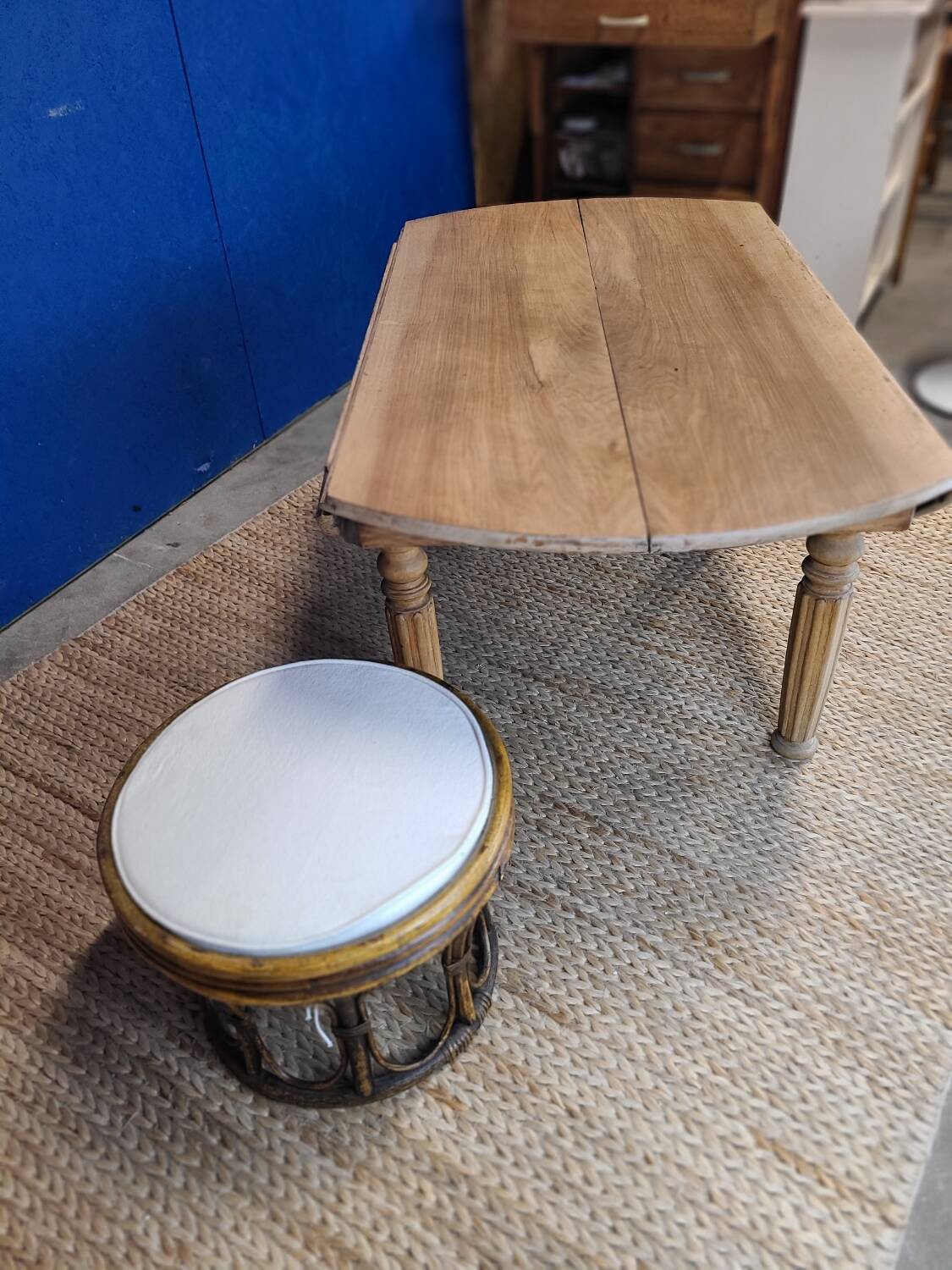 Vintage farmhouse coffee table with flaps