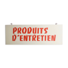 Plaque enseigne en bois peint " produits d'entretien ", années 60