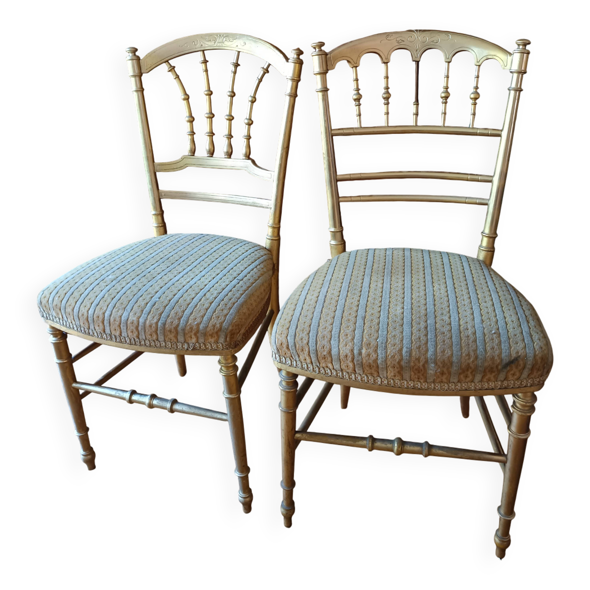 2 gilded Napoleon III bedroom chairs, 1900s
