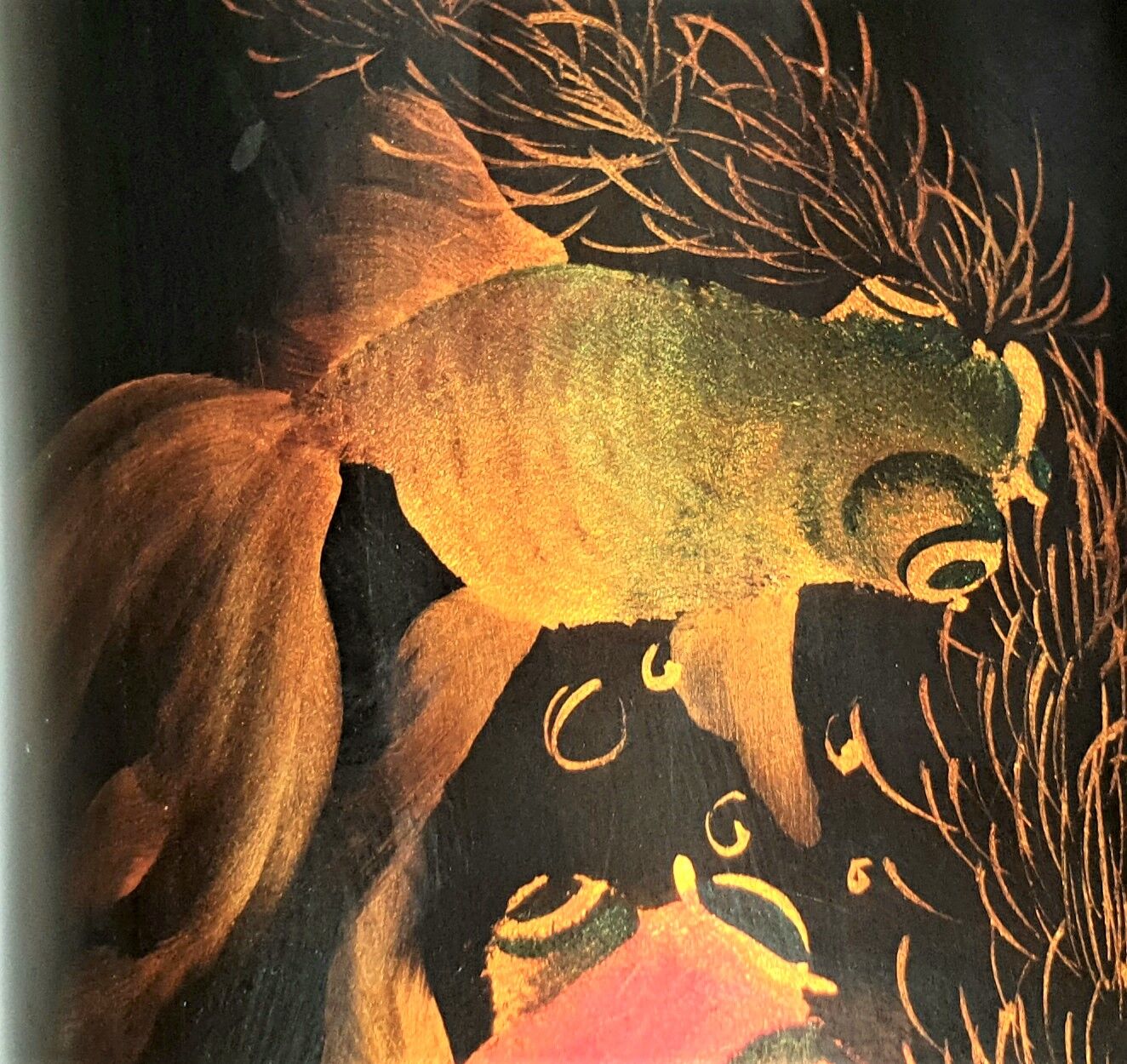 Vase en laque de Chine à décor de poissons japonais