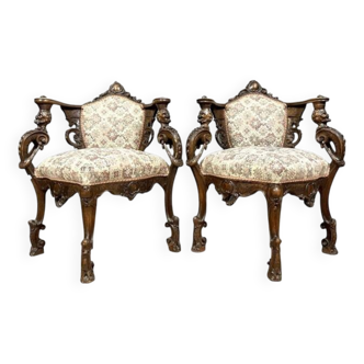 Pair of Venetian Renaissance style armchairs