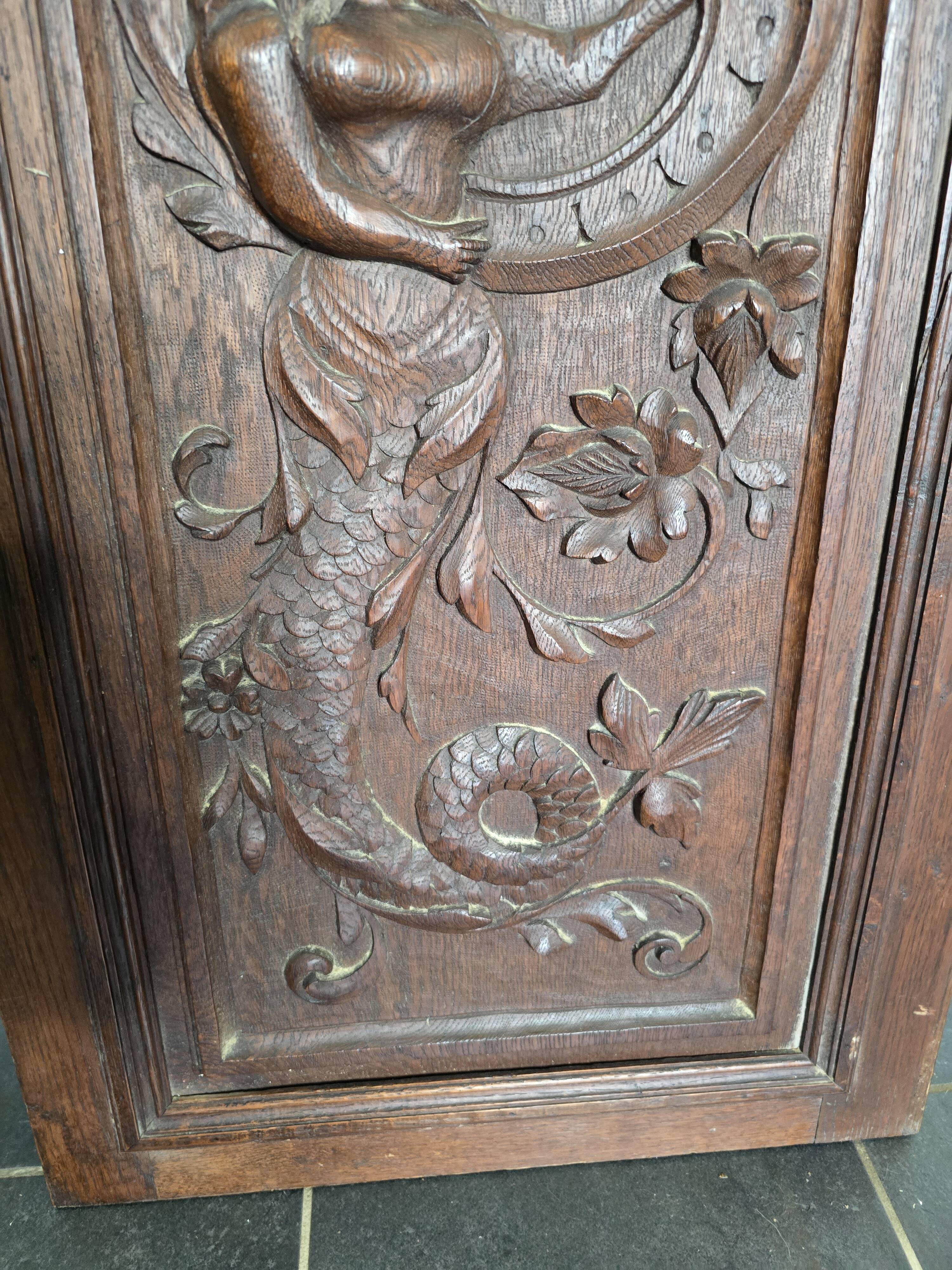 Old carved oak wooden door