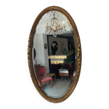 Large art deco mirror, oval, gold