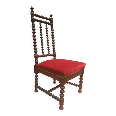 Chaise basse Napoléon III en velour rouge