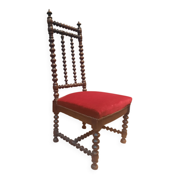 Chaise basse Napoléon III en velour rouge
