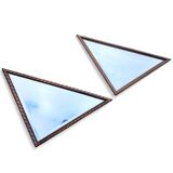 2 x miroirs triangulaires en bois de chêne / bords coupés à facettes