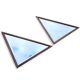 2 x oak wood triangle mirror / facet cut edges