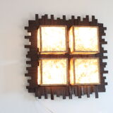 Scandinavian style wall lamp in wood and fabric, 1970