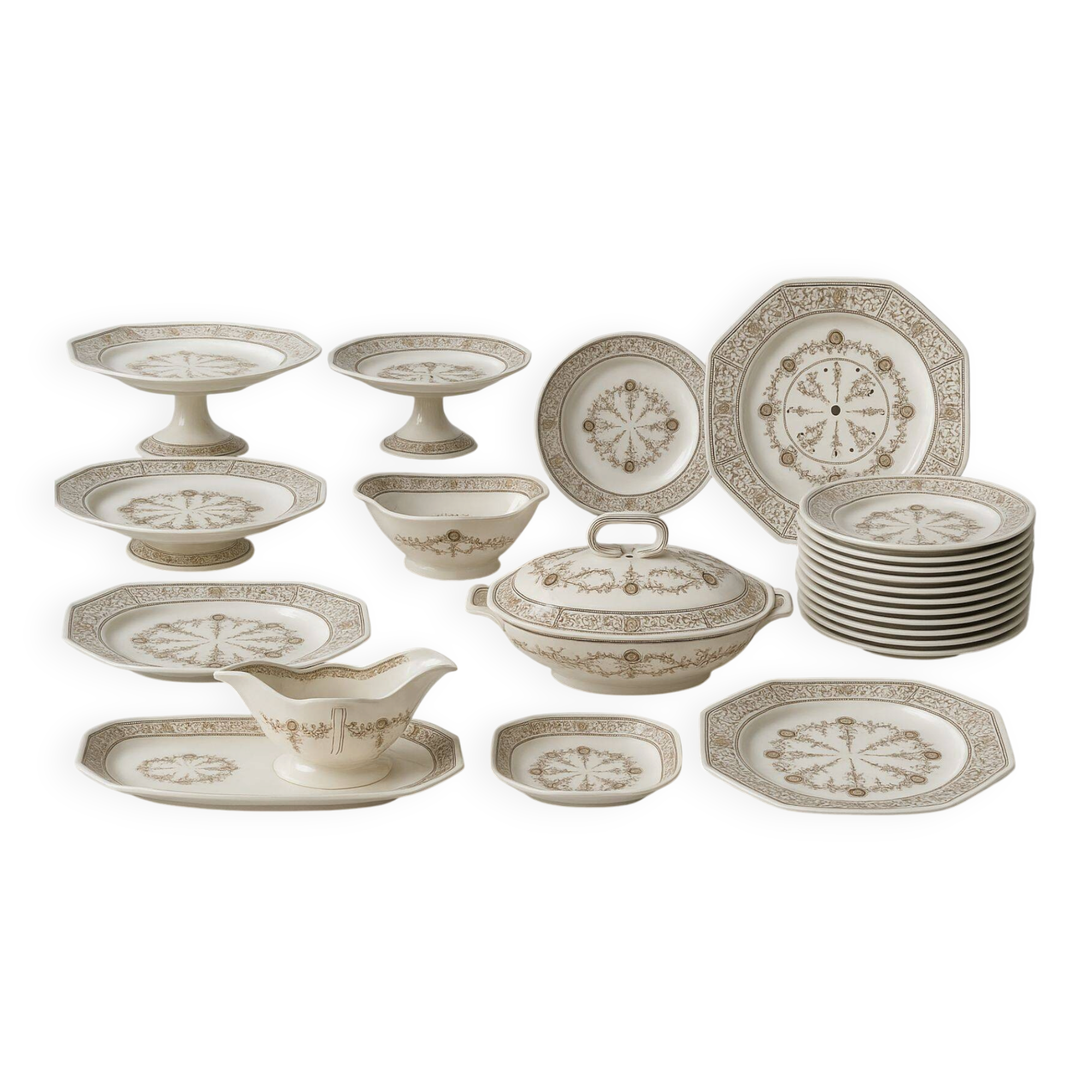 Old JBC service (Chedeville) – 84 pieces – French faience, late 19th century