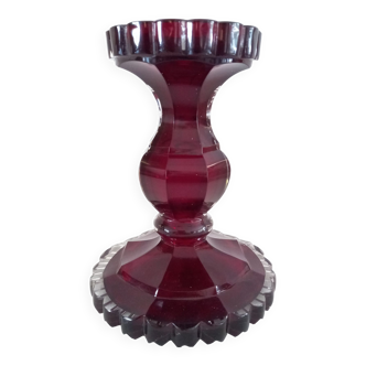 Chandelier en verre rubis de bohème style biedermeier