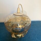 Blown glass pendant lamp with bubbles - 70s