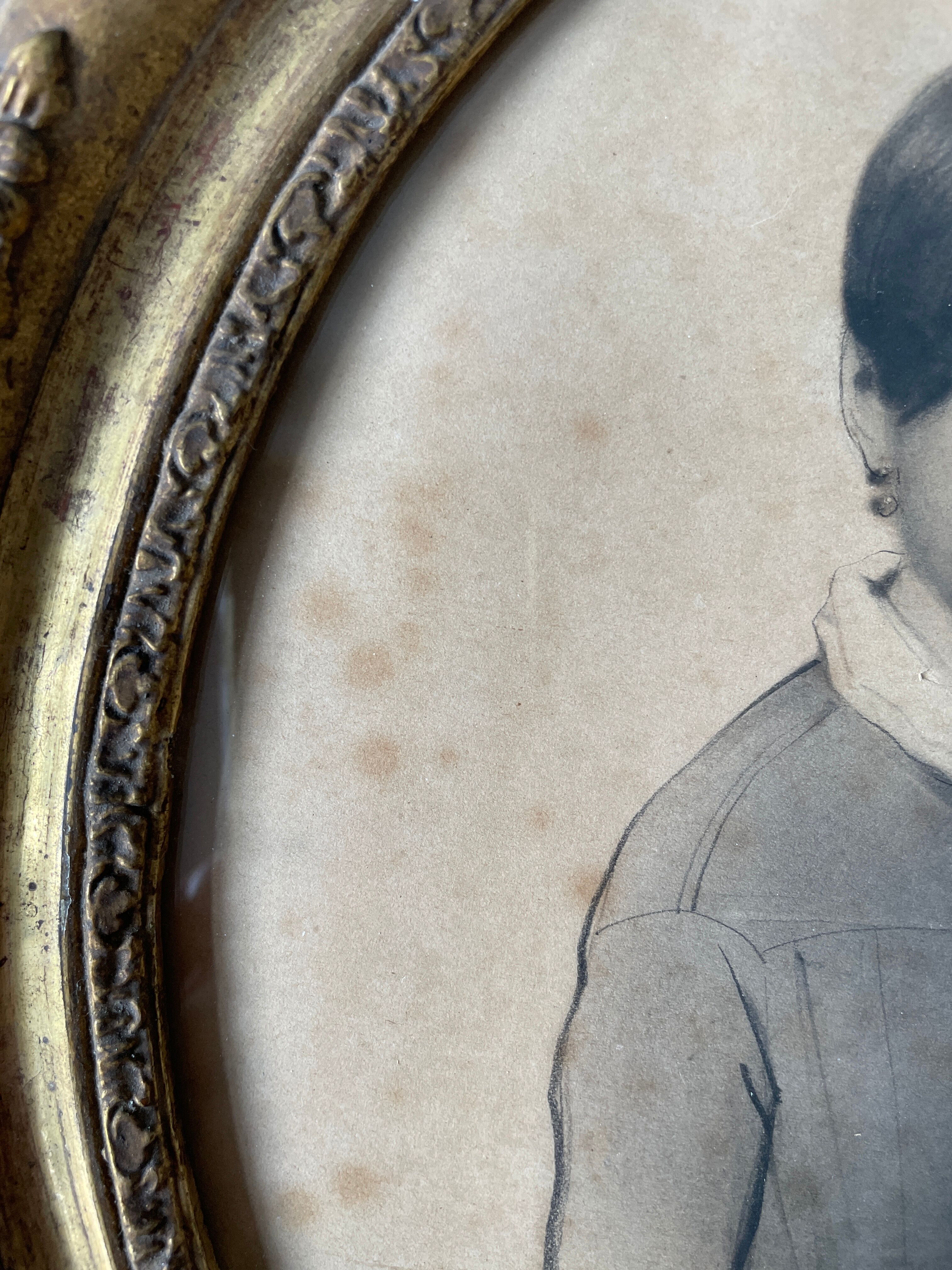 Medallion painting portrait drawing XIXth