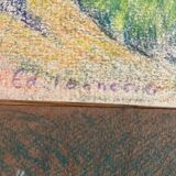 Paintings set of 3 drawings by Ed. Pannetier (1884-1965) Provence Côte d'Azur