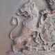 Plaque de cheminée en fonte décors aux lions
