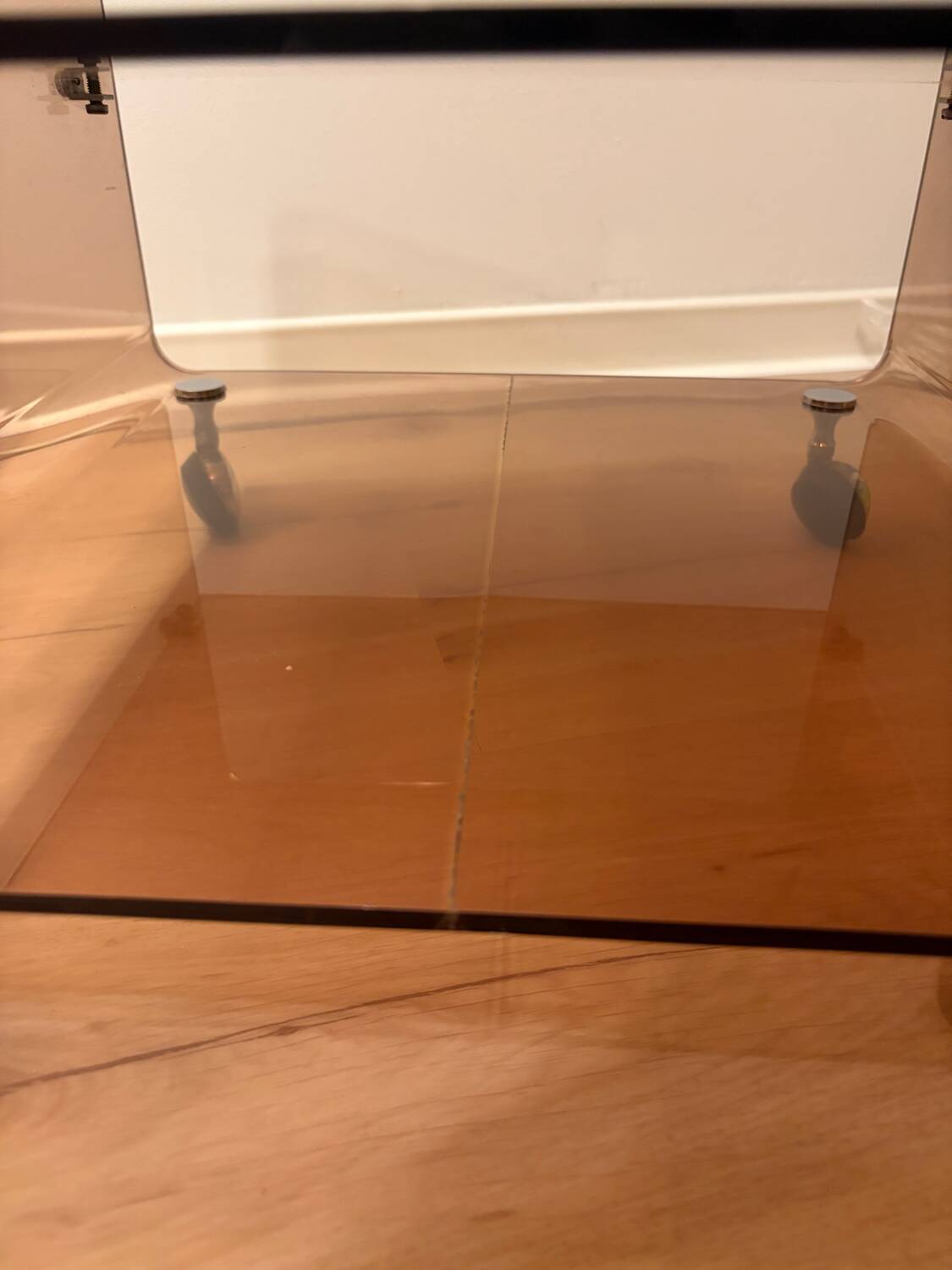Smoked plexiglass side table/occasional table by designer Michel Dumas.