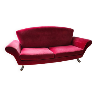 canapé design en velours rouge (+ fauteuil club)