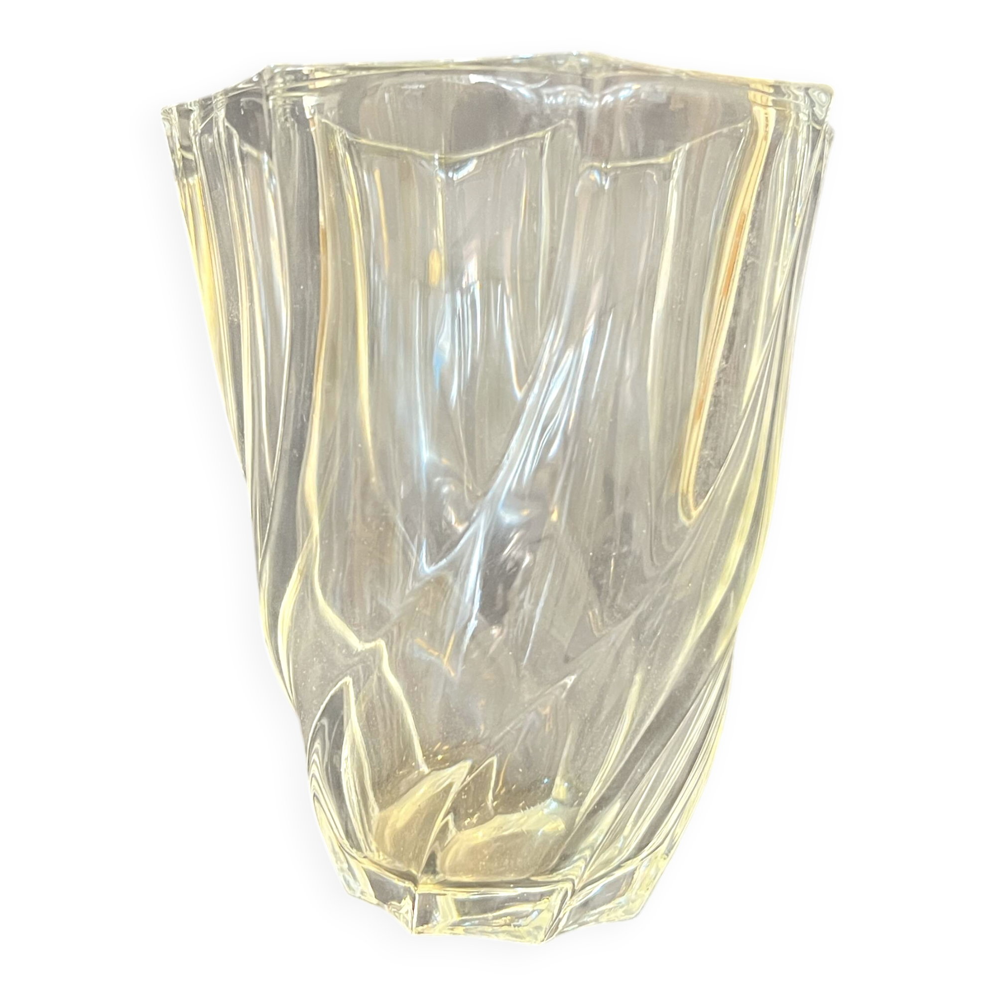 Luminarc vase in transparent glass swirl from the Arques glassworks 1970