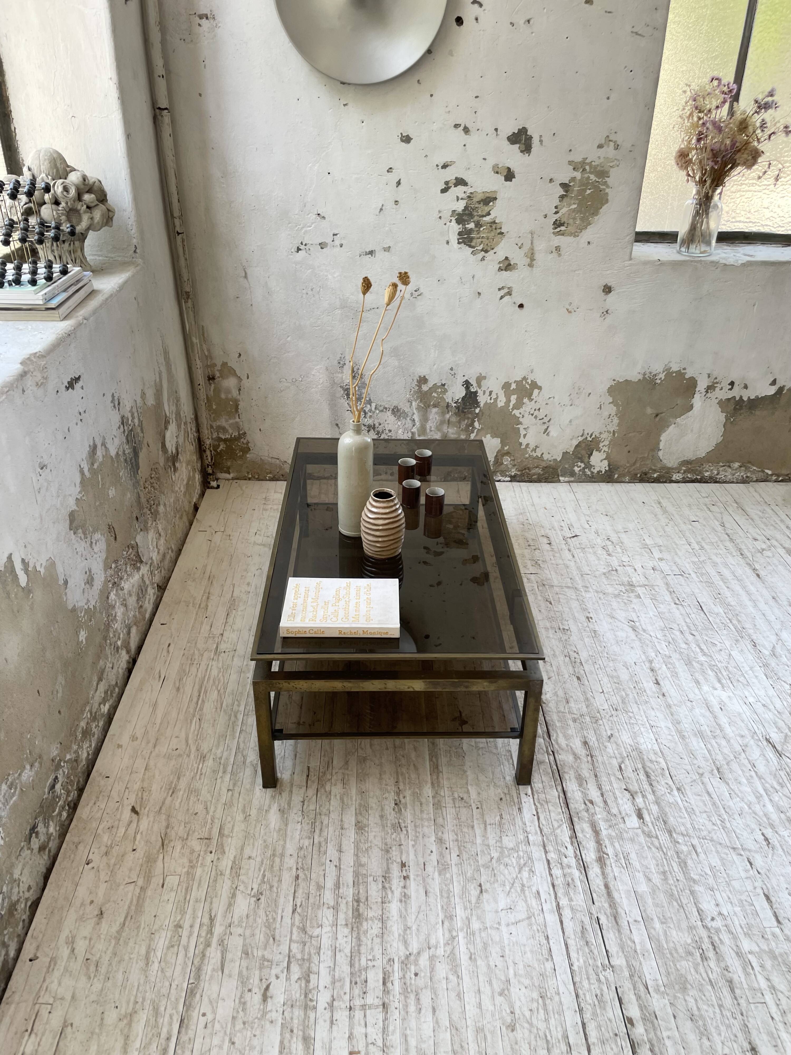 Brass coffee table attributed to Guy Lefevre for Maison Jansen