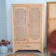 Parisian Art Deco wardrobe in stripped natural wood – floral patterns