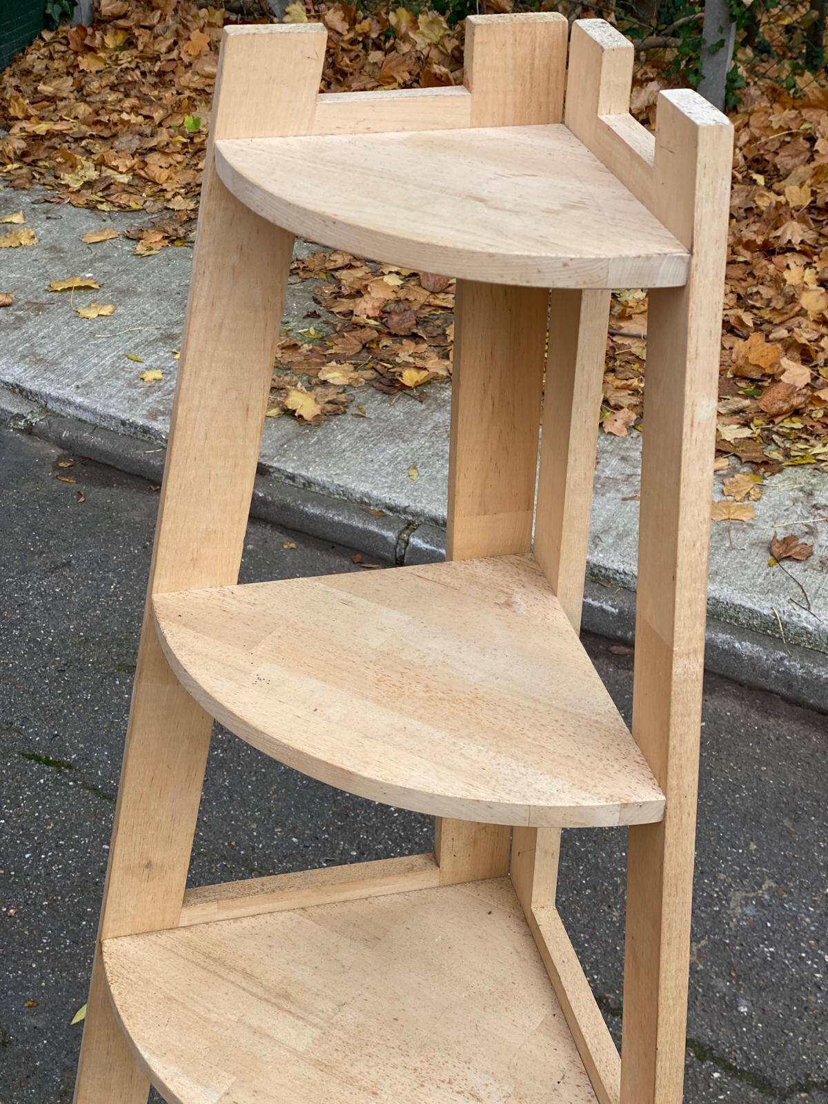 Vintage 5-Tier Solid Wood Quarter-Round Corner Shelf