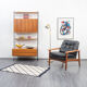 Fauteuil en teck et cuir, vintage, style scandinave