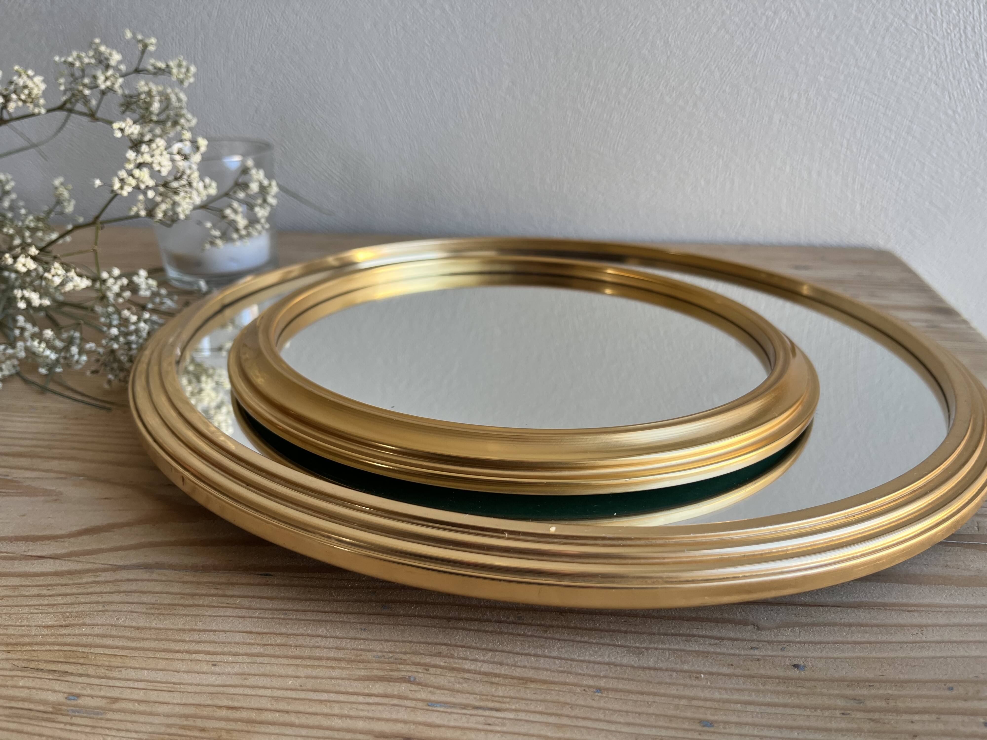 Miroir rond doré vintage