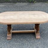 Renovated oval farmhouse or monstera coffee table in raw solid wood