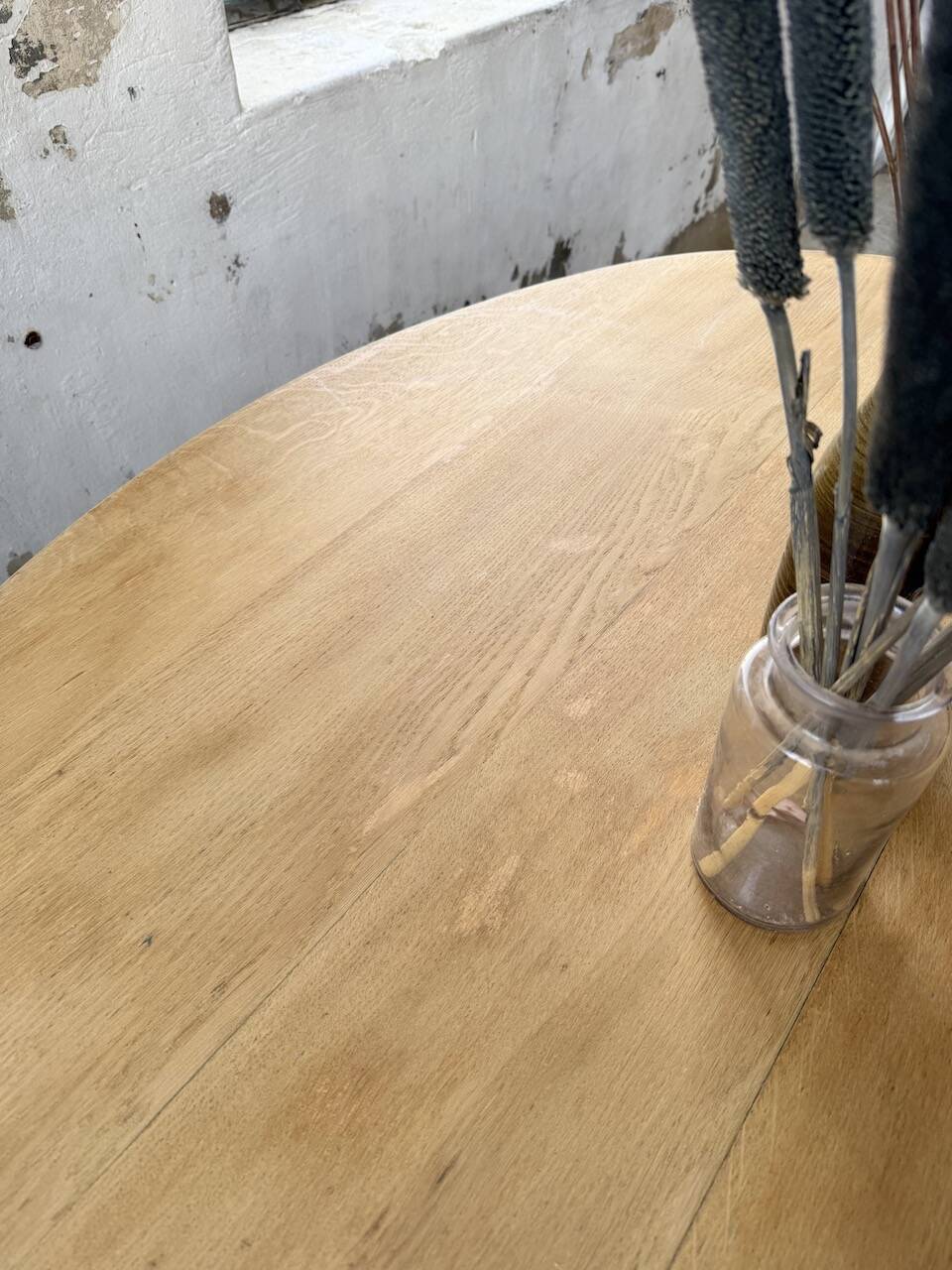 Oval farmhouse table oak 1960