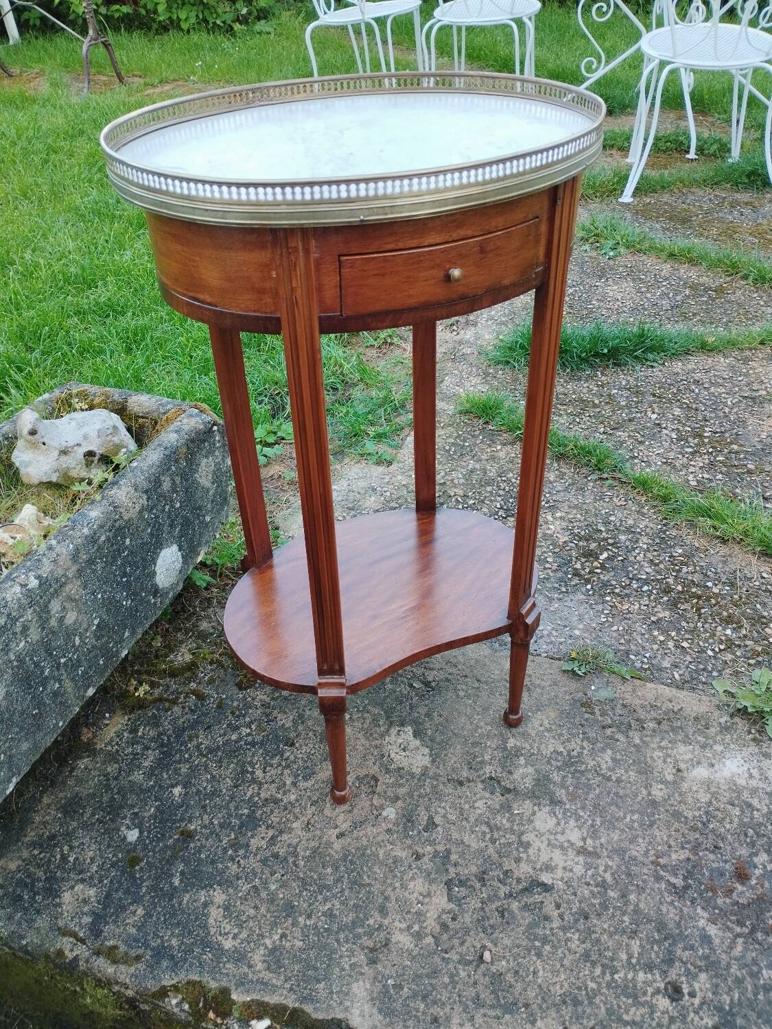 Chevet ancien style louis xvi plateau marbre