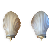 Pair of Art Deco shell wall lights