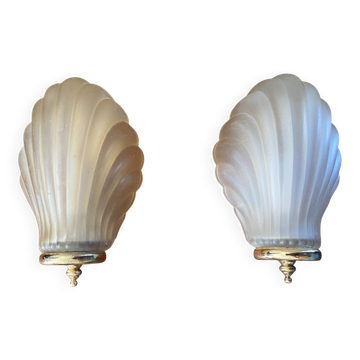 Pair of Art Deco shell wall lights