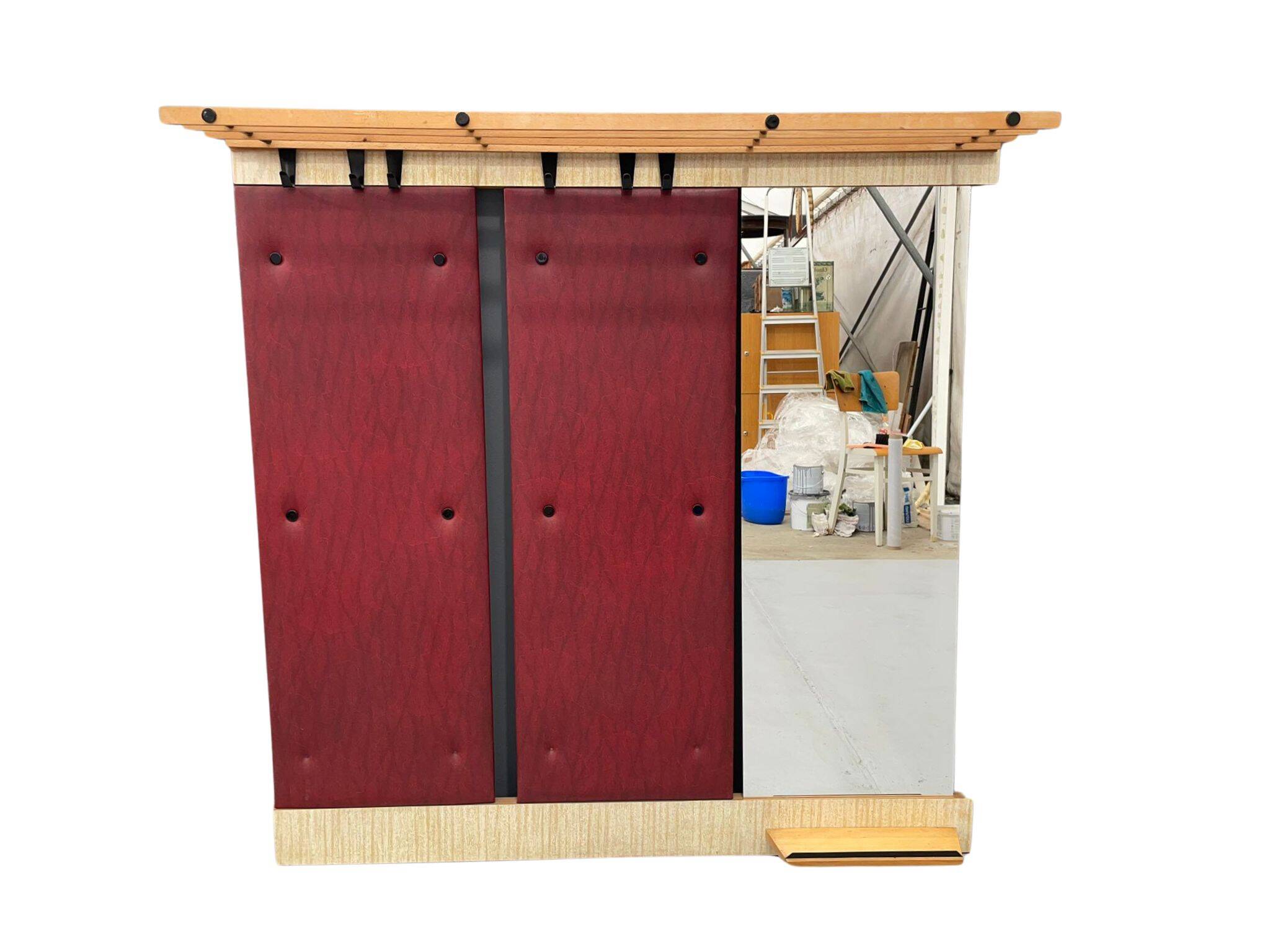 Vintage Wall-Mounted Hallway Panel with Hooks, Mirror & Shelf, 1960s