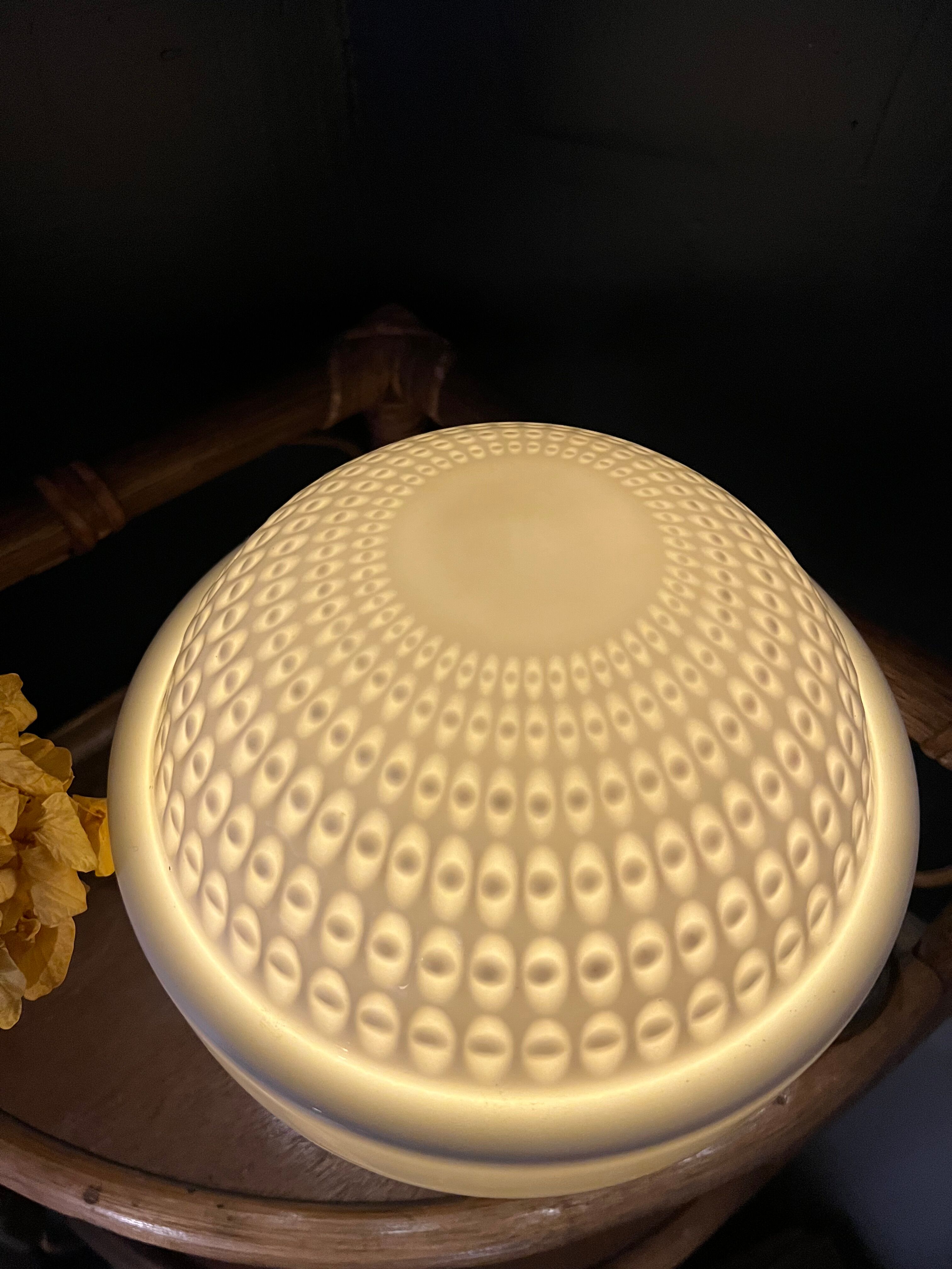 Vintage table lamp large porcelain globe Bernardaud Limoges J.J Prolongeau - Circa 1960