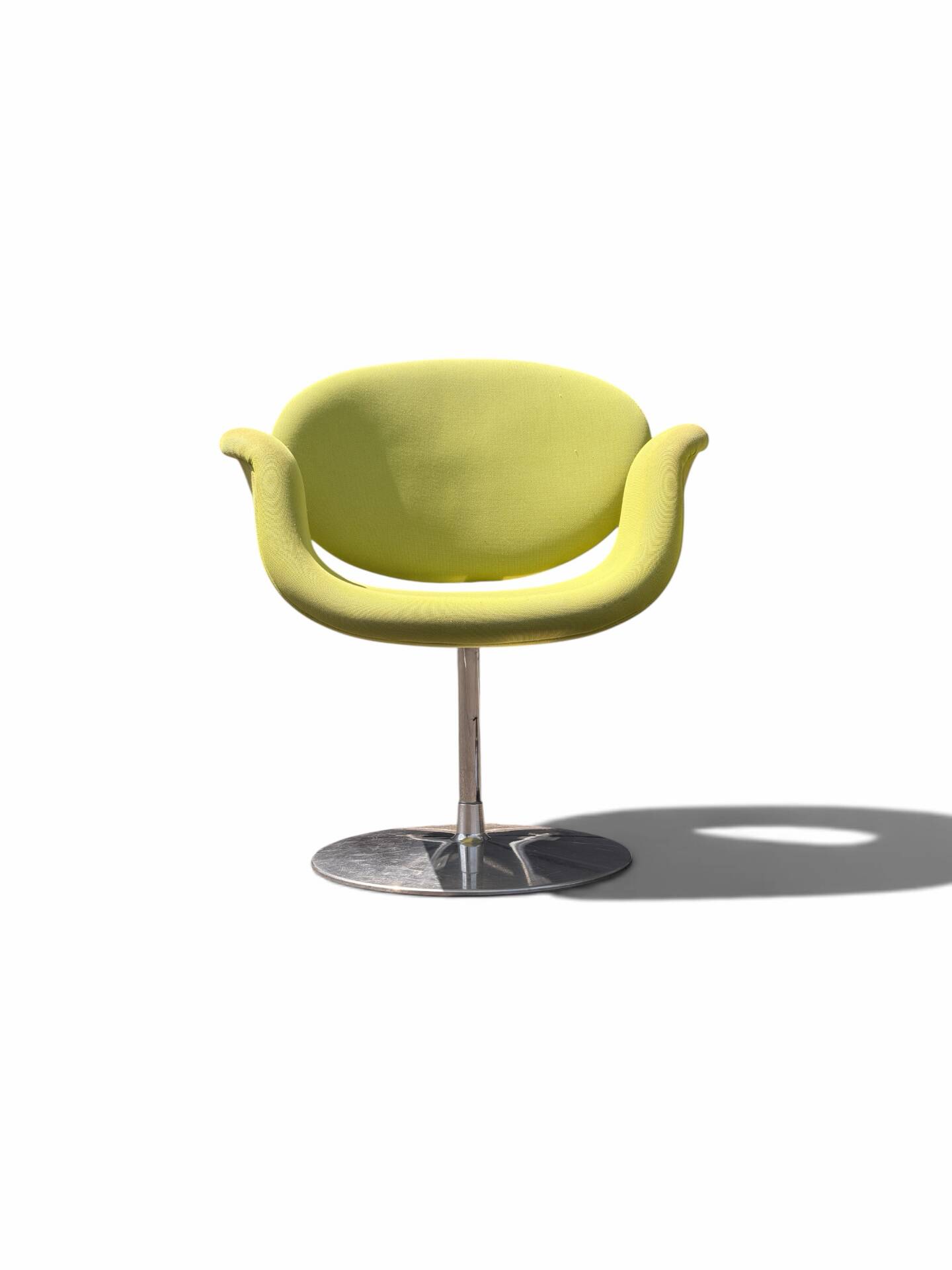Little Tulip armchair by Pierre Paulin for Artifort in green fabric.