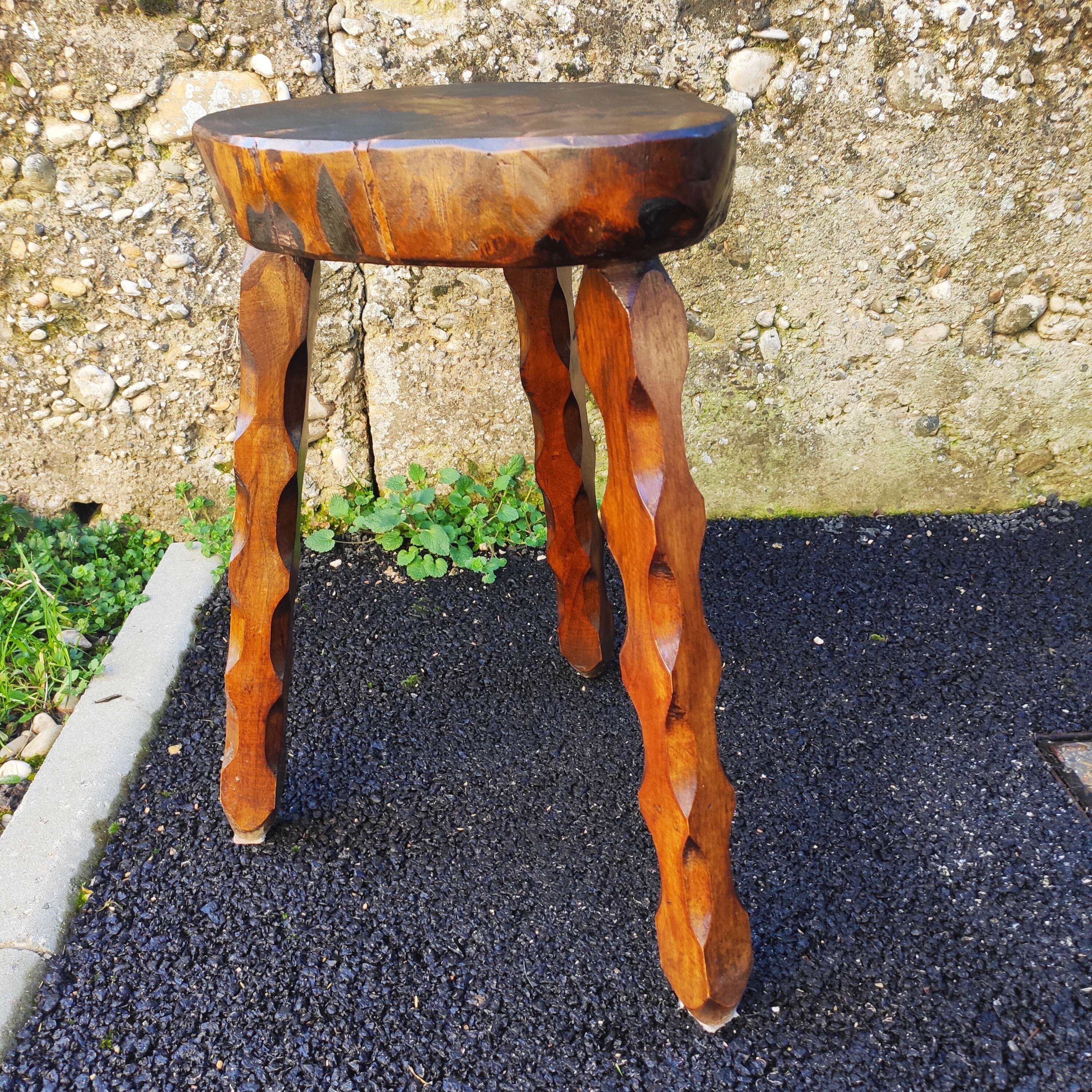 Brutalist tripod stool 1960