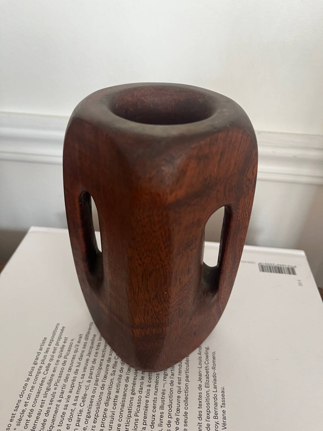 Brutalist wooden vase from the 80s