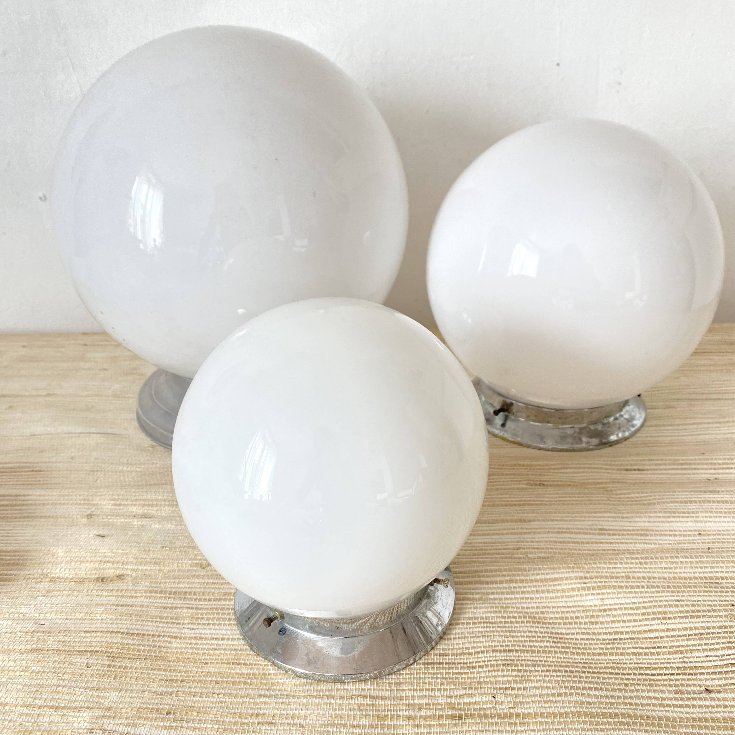 Art Deco opaline ball ceiling light