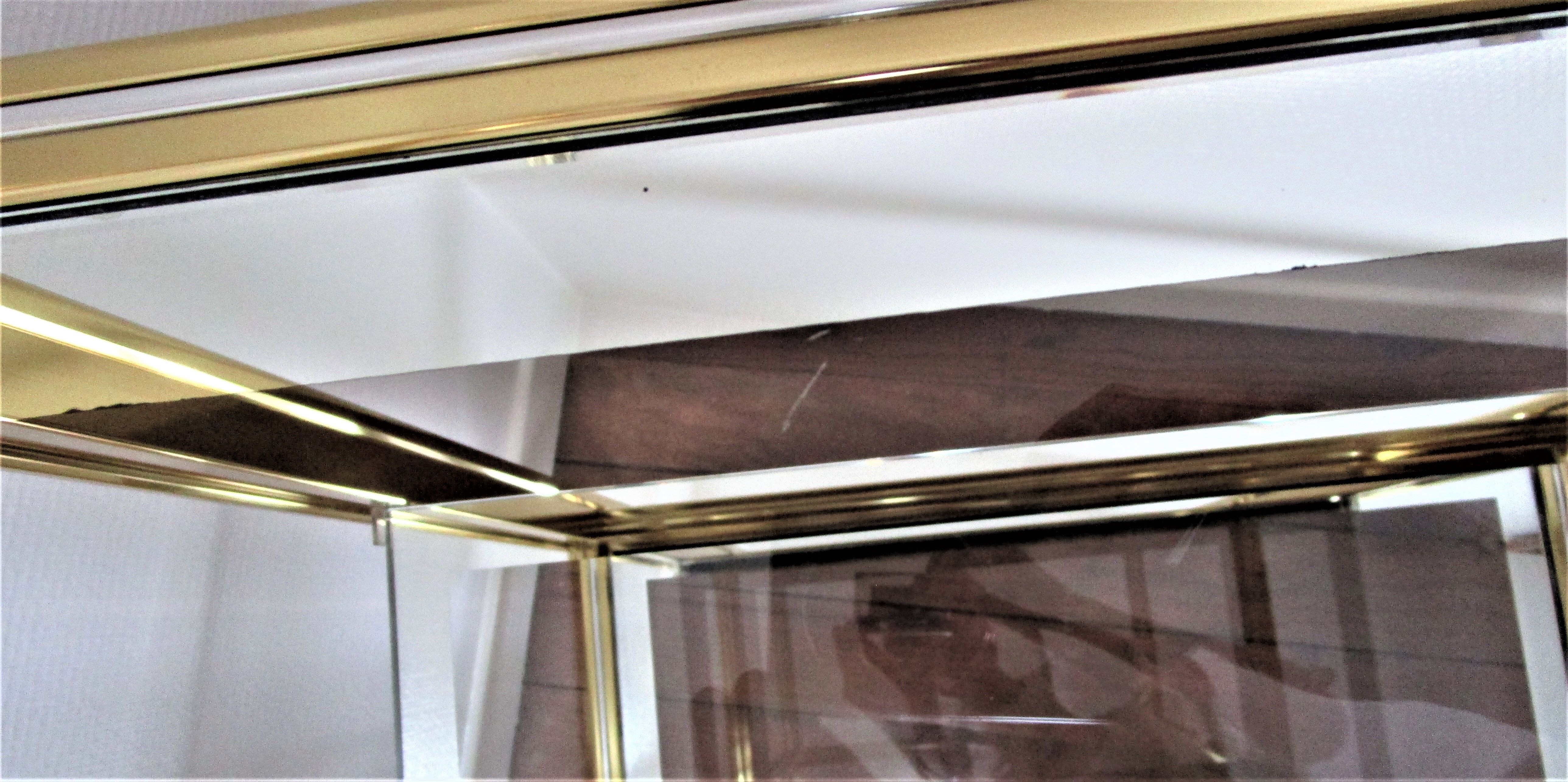 Italian design shelf chrome gilded metal and mirror glasses 70s