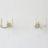 Wall lamps set made of crystal glass
