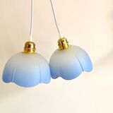 Lot de 2 suspensions en verre dépoli bleues