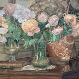 Tableau René Karbowsky (1883-?) composition aux fleurs pastel sur papier