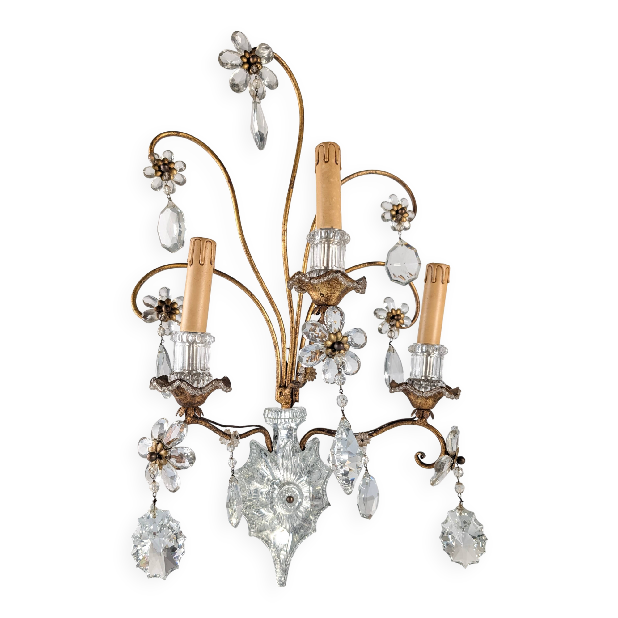 Large Italian Wall Sconce in Cut Crystal
