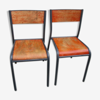 Paire de chaises d'école ancienne mullca