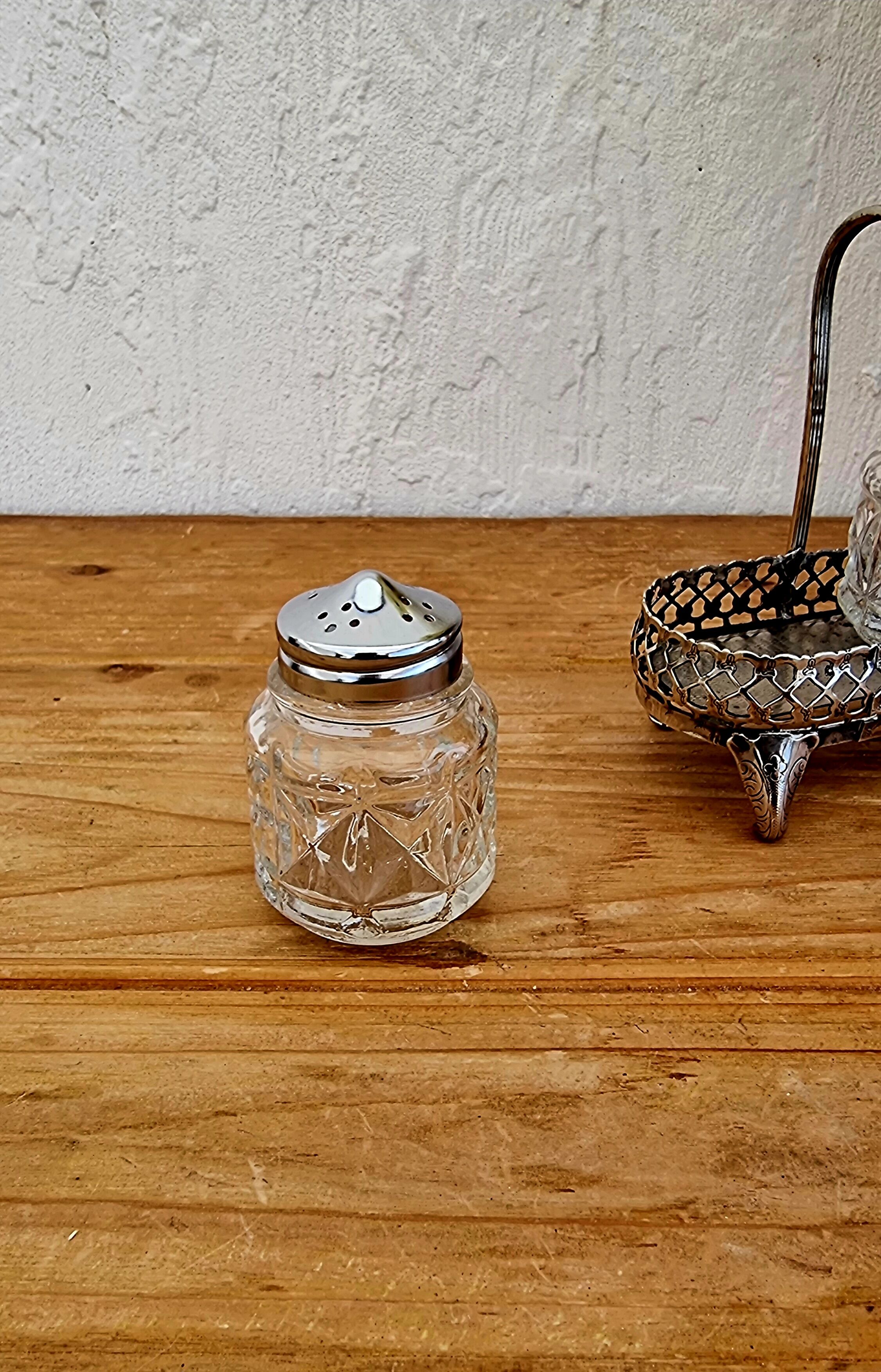 Salière Et Poivrière Vintage Solmaz Mercan - Verre Jaune/rouge - Couvercles Champignon - 3 Pièces