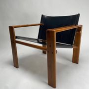 Mid-Century Armchairs in Wood & Leather attributed to Tarcisio Colzani, Italy, 1960s