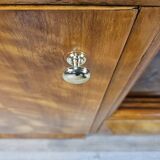 1940s Art Decò dressing table in blond walnut with sliding glass