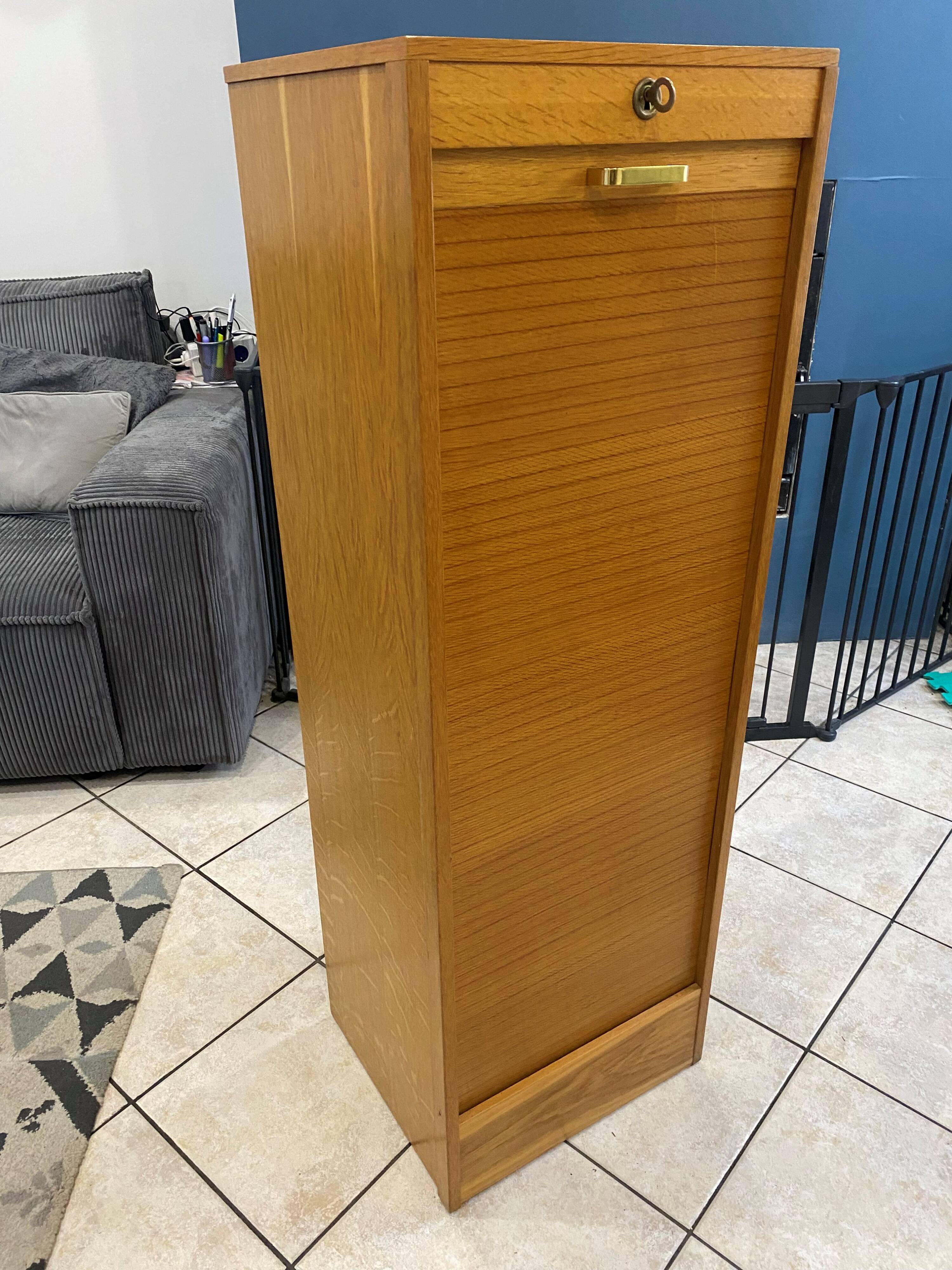1960s office filing cabinet with curtains
